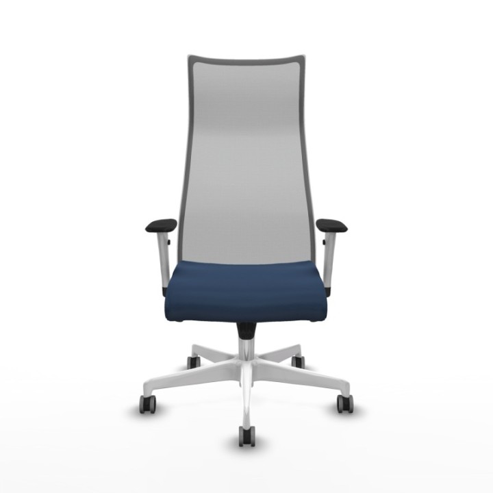 Albacete malla sincro malla gris similpiel azul marino brazos blancos base blanca ruedas 65mm engomadas