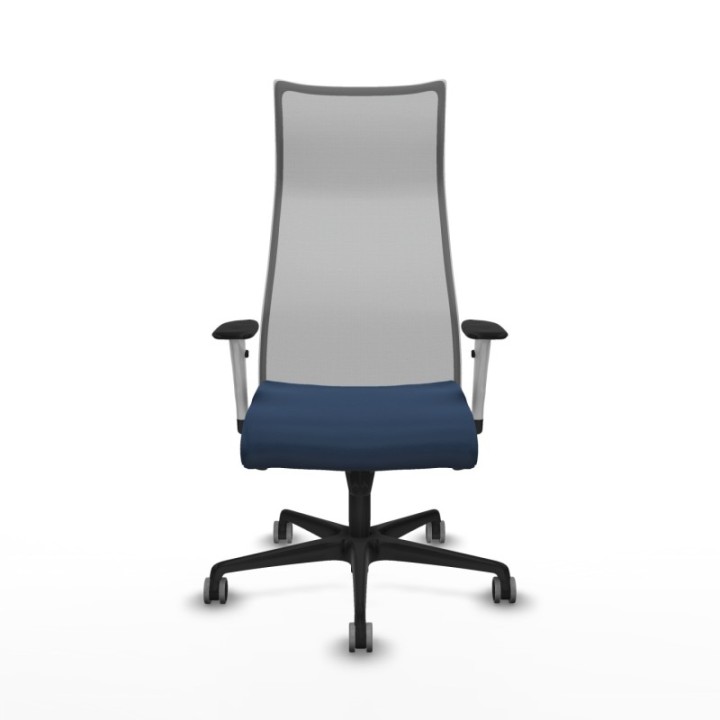 Albacete malla sincro malla gris similpiel azul marino brazos blancos base nailon ruedas 65mm engomadas