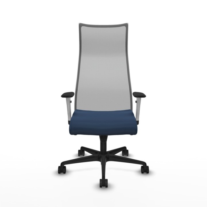 Albacete malla sincro malla gris similpiel azul marino brazos blancos base nailon ruedas 65 mm nailon