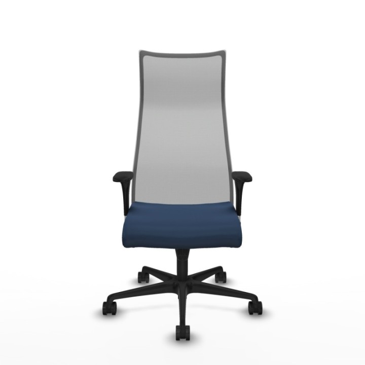 Albacete malla sincro malla gris similpiel azul marino brazos 1D base nailon ruedas 65 mm nailon