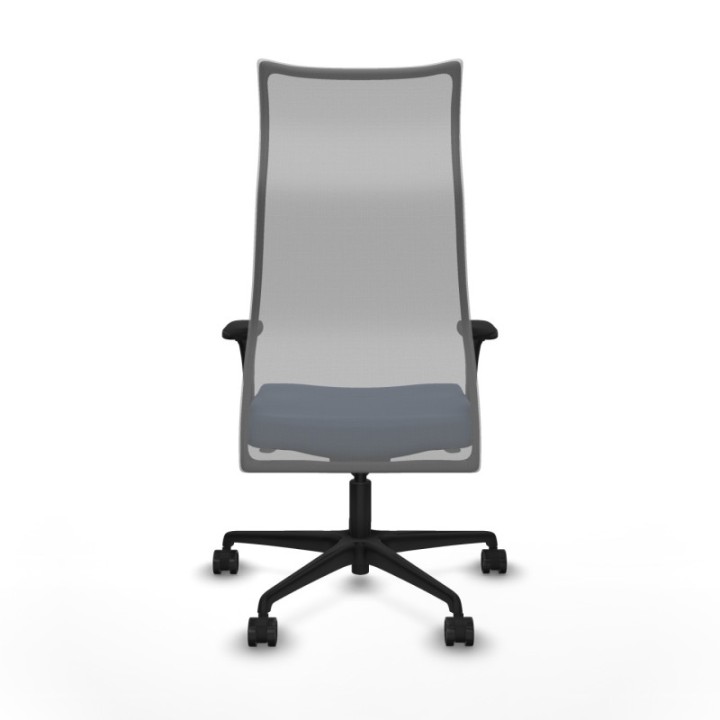 Albacete malla sincro malla gris similpiel azul marino brazos 1D base nailon ruedas 65 mm nailon