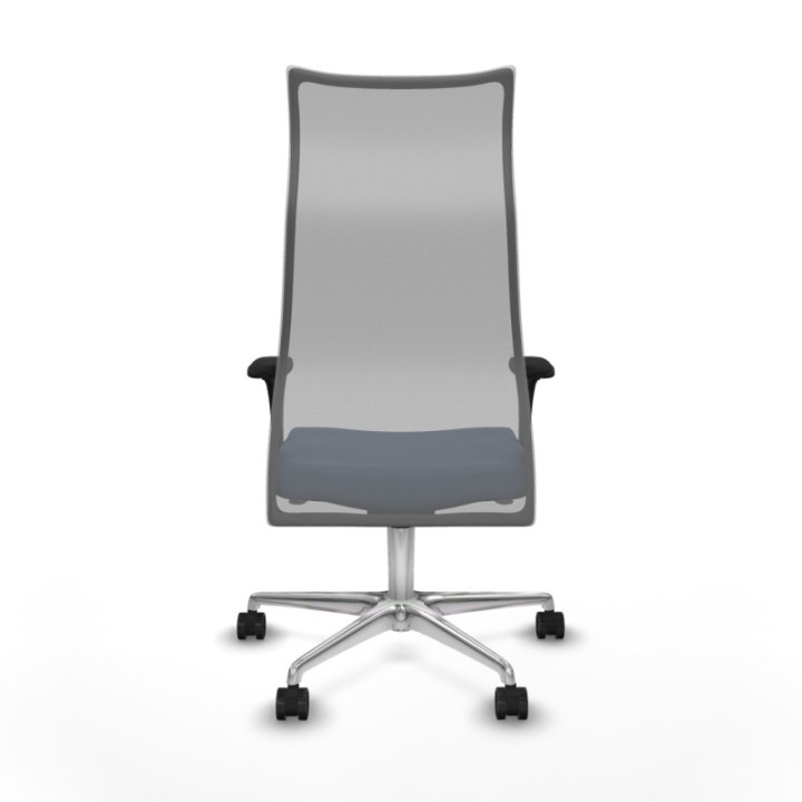 Albacete malla sincro malla gris similpiel azul marino brazos 1D base aluminio ruedas 65 mm nailon