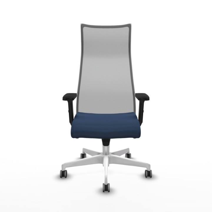 Albacete malla sincro malla gris similpiel azul marino brazos 2D base blanca ruedas 65mm engomadas