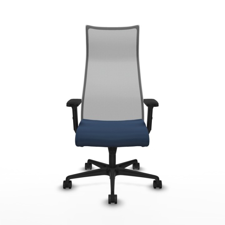 Albacete malla sincro malla gris similpiel azul marino brazos 2D base nailon ruedas 65 mm nailon