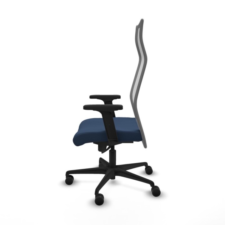 Albacete malla sincro malla gris similpiel azul marino brazos 2D base nailon ruedas 65 mm nailon