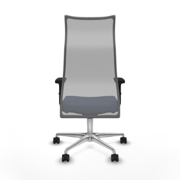 Albacete malla sincro malla gris similpiel azul marino brazos 2D base aluminio ruedas 65 mm nailon