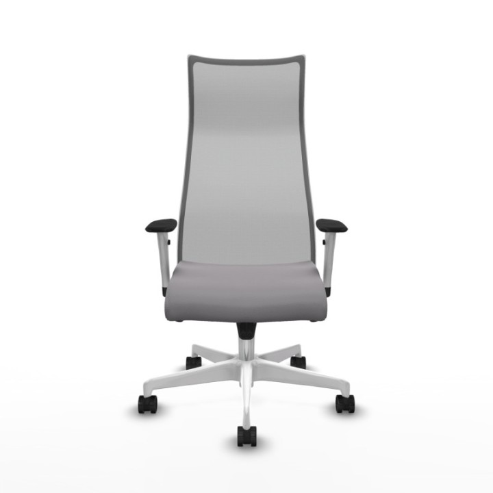 Albacete malla sincro malla gris similpiel gris brazos blancos base blanca ruedas 65 mm nailon