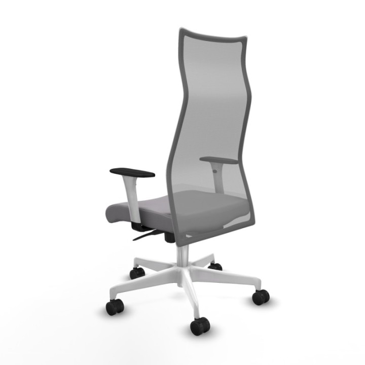 Albacete malla sincro malla gris similpiel gris brazos blancos base blanca ruedas 65 mm nailon