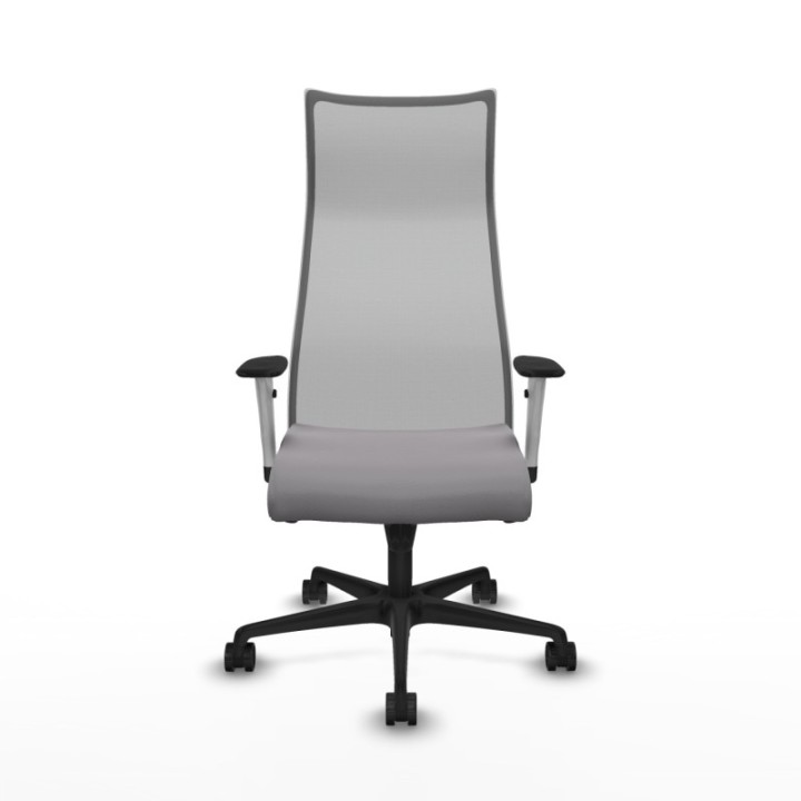 Albacete malla sincro malla gris similpiel gris brazos blancos base nailon ruedas 65 mm nailon