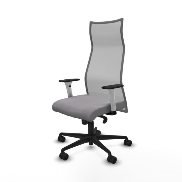 Albacete malla sincro malla gris similpiel gris brazos blancos base nailon ruedas 65 mm nailon