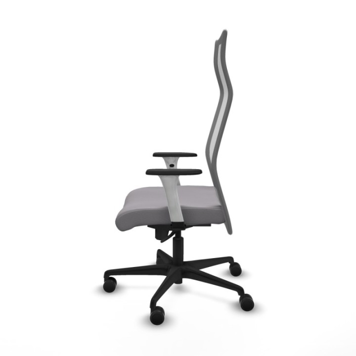 Albacete malla sincro malla gris similpiel gris brazos blancos base nailon ruedas 65 mm nailon