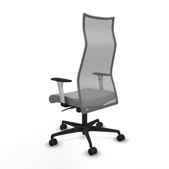 Albacete malla sincro malla gris similpiel gris brazos blancos base nailon ruedas 65 mm nailon