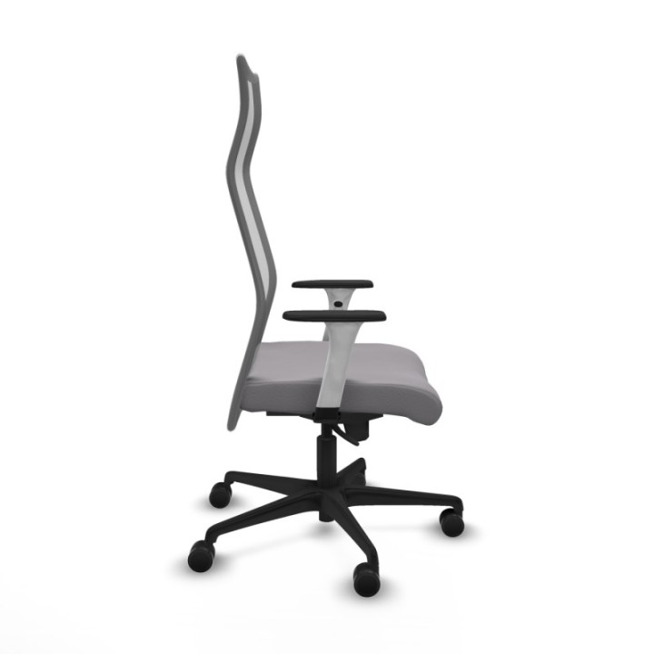 Albacete malla sincro malla gris similpiel gris brazos blancos base nailon ruedas 65 mm nailon