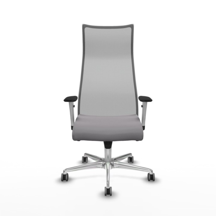 Albacete malla sincro malla gris similpiel gris brazos blancos base aluminio ruedas 65mm engomadas