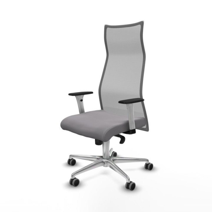 Albacete malla sincro malla gris similpiel gris brazos blancos base aluminio ruedas 65mm engomadas