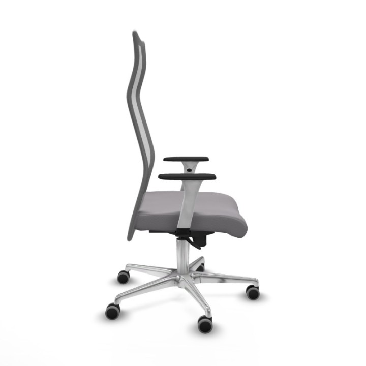 Albacete malla sincro malla gris similpiel gris brazos blancos base aluminio ruedas 65mm engomadas