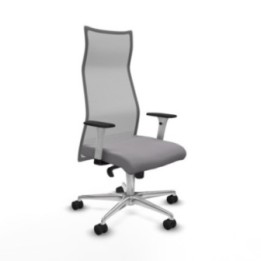 Albacete malla sincro malla gris similpiel gris brazos blancos base aluminio ruedas 65 mm nailon