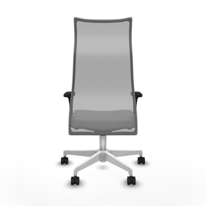 Albacete malla sincro malla gris similpiel gris brazos 1D base blanca ruedas 65 mm nailon