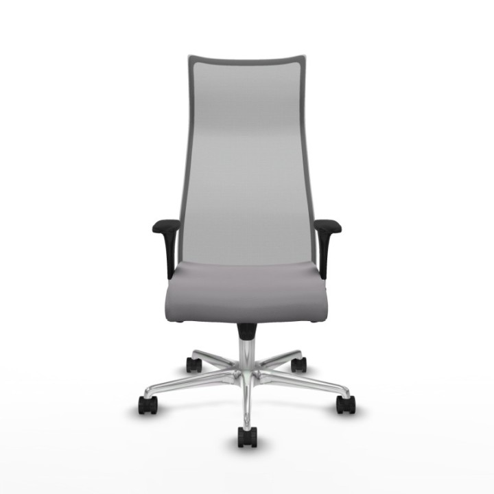 Albacete malla sincro malla gris similpiel gris brazos 1D base aluminio ruedas 65 mm nailon