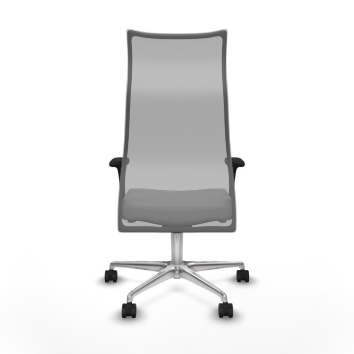 Albacete malla sincro malla gris similpiel gris brazos 1D base aluminio ruedas 65 mm nailon