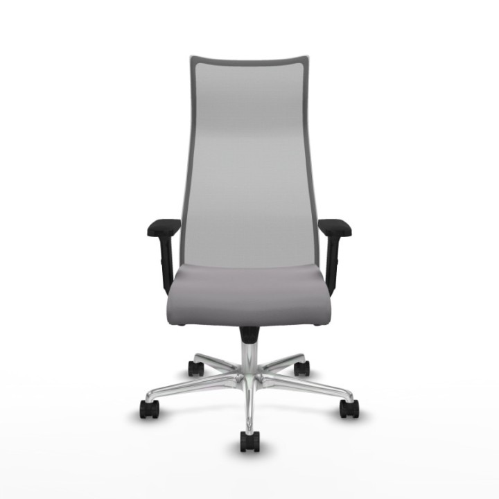 Albacete malla sincro malla gris similpiel gris brazos 2D base aluminio ruedas 65 mm nailon