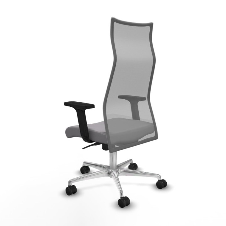 Albacete malla sincro malla gris similpiel gris brazos 2D base aluminio ruedas 65 mm nailon