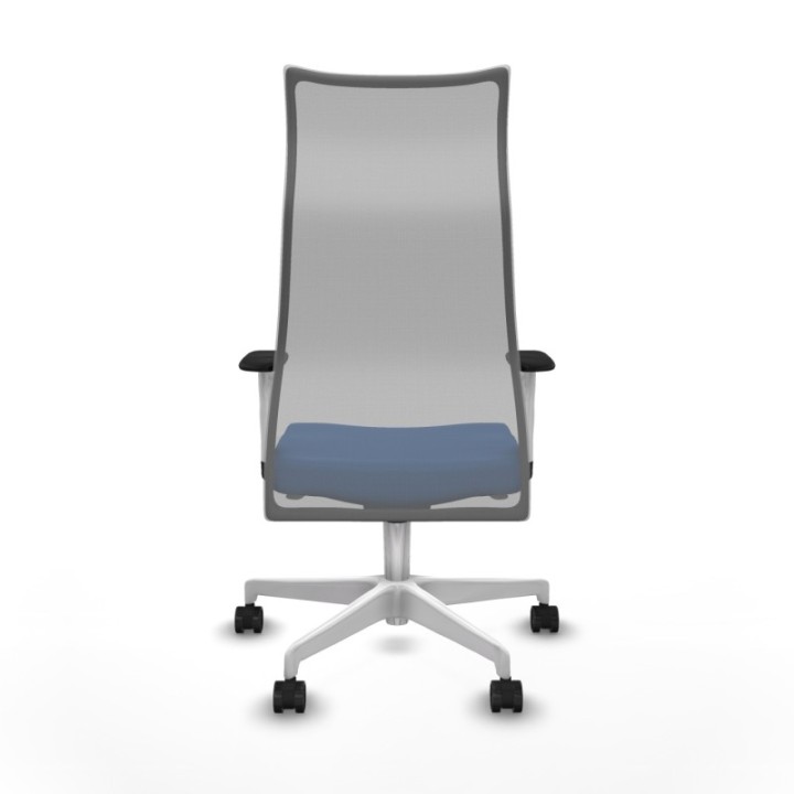 Albacete malla sincro malla gris similpiel azul brazos blancos base blanca ruedas 65 mm nailon