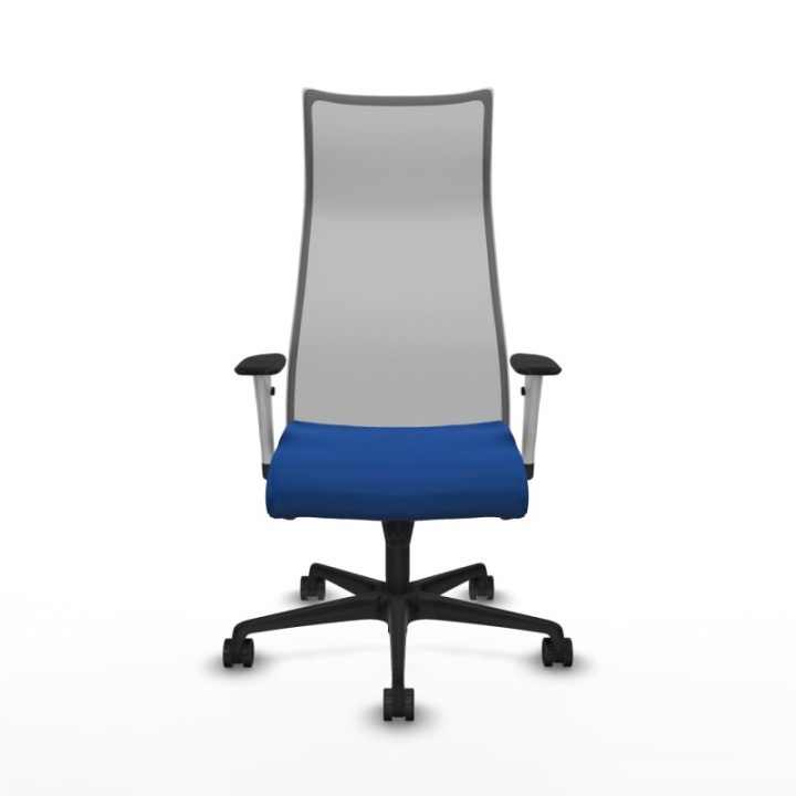 Albacete malla sincro malla gris similpiel azul brazos blancos base nailon ruedas 65 mm nailon