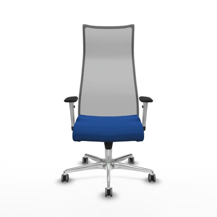 Albacete malla sincro malla gris similpiel azul brazos blancos base aluminio ruedas 65mm engomadas