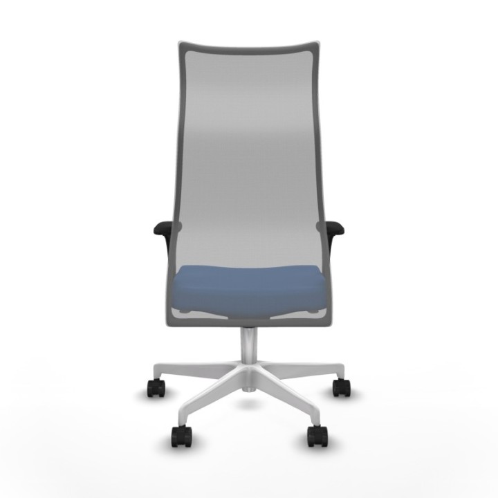 Albacete malla sincro malla gris similpiel azul brazos 1D base blanca ruedas 65 mm nailon