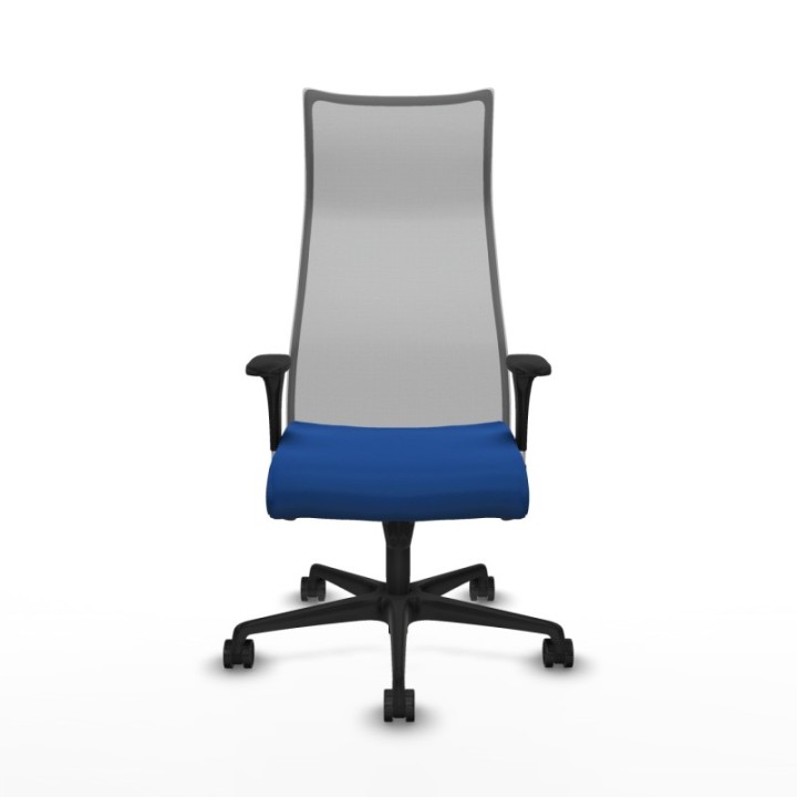 Albacete malla sincro malla gris similpiel azul brazos 1D base nailon ruedas 65 mm nailon