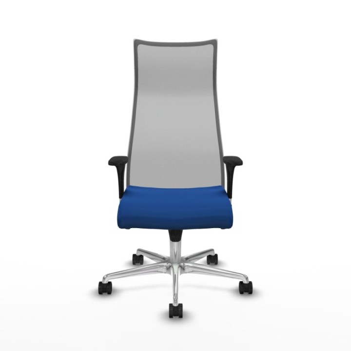 Albacete malla sincro malla gris similpiel azul brazos 1D base aluminio ruedas 65 mm nailon