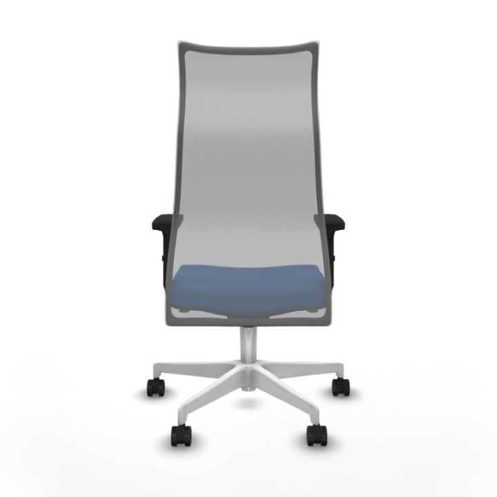 Albacete malla sincro malla gris similpiel azul brazos 2D base blanca ruedas 65 mm nailon