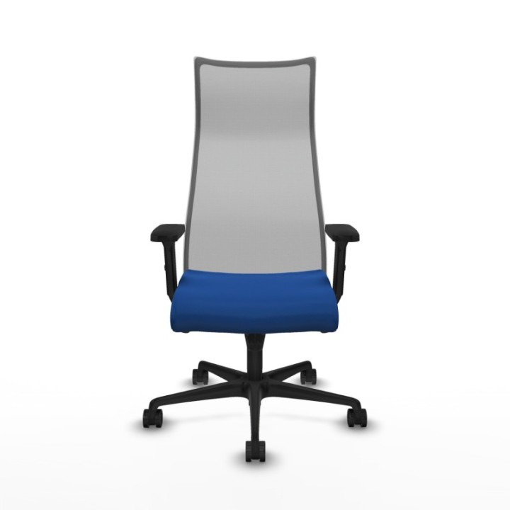 Albacete malla sincro malla gris similpiel azul brazos 2D base nailon ruedas 65 mm nailon