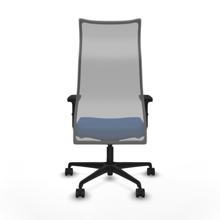 Albacete malla sincro malla gris similpiel azul brazos 2D base nailon ruedas 65 mm nailon