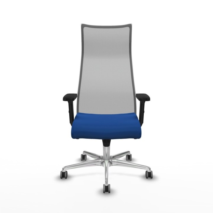 Albacete malla sincro malla gris similpiel azul brazos 2D base aluminio ruedas 65mm engomadas