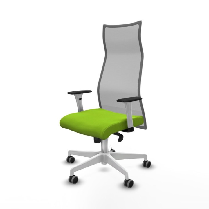 Albacete malla sincro malla gris similpiel pistacho brazos blancos base blanca ruedas 65mm engomadas