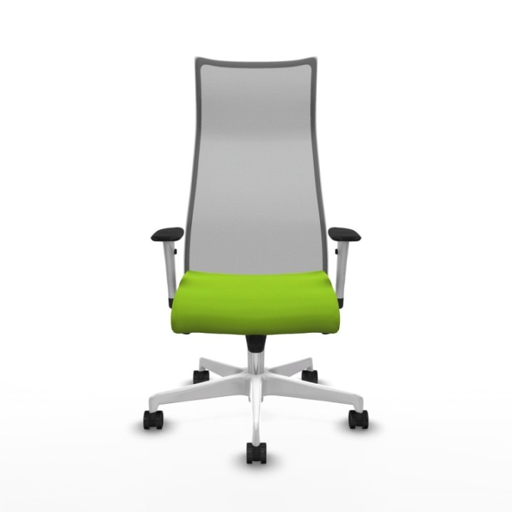 Albacete malla sincro malla gris similpiel pistacho brazos blancos base blanca ruedas 65 mm nailon