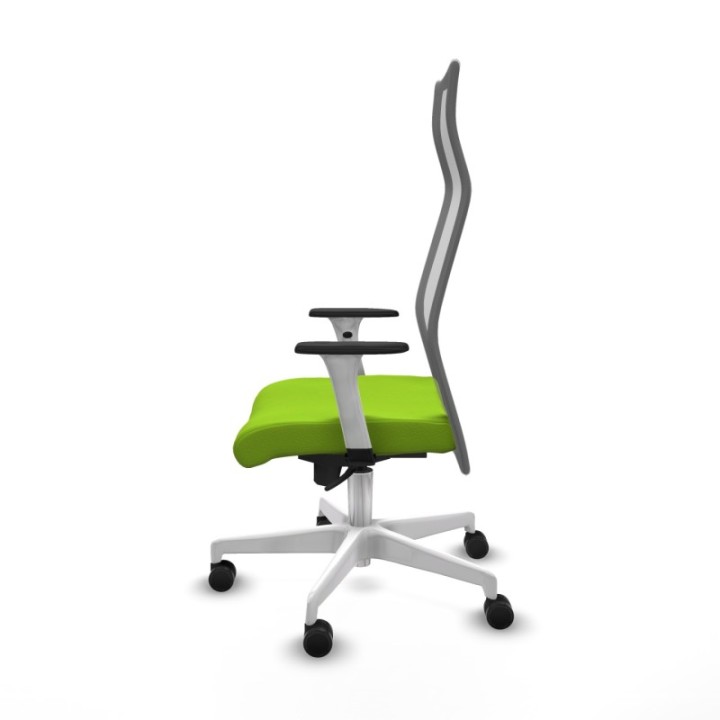 Albacete malla sincro malla gris similpiel pistacho brazos blancos base blanca ruedas 65 mm nailon