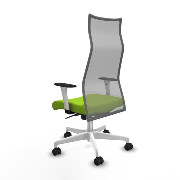 Albacete malla sincro malla gris similpiel pistacho brazos blancos base blanca ruedas 65 mm nailon