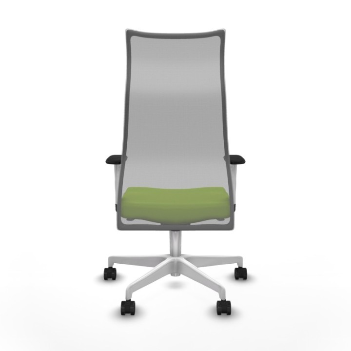 Albacete malla sincro malla gris similpiel pistacho brazos blancos base blanca ruedas 65 mm nailon