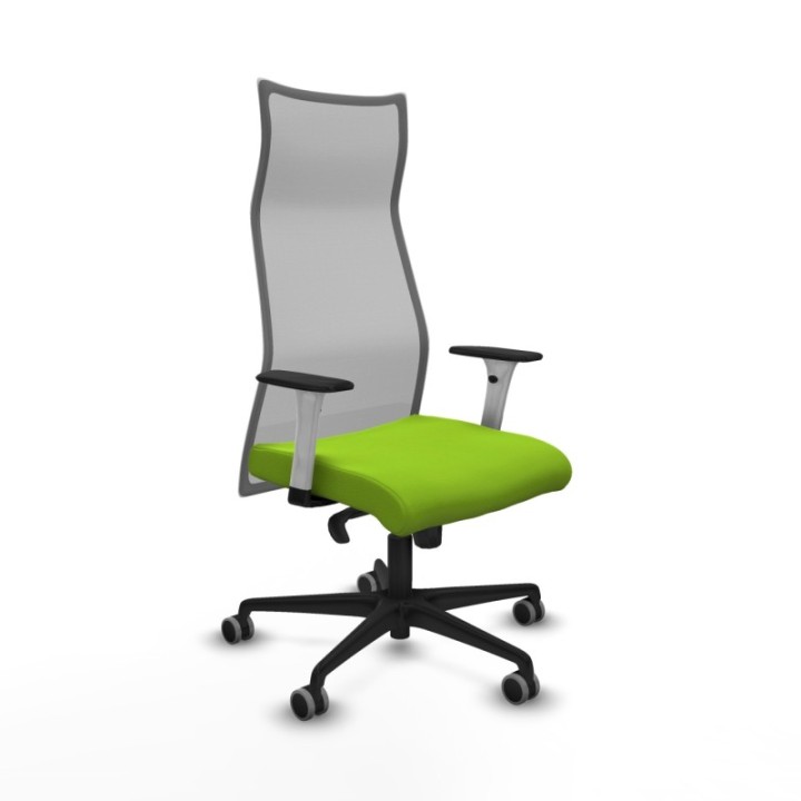 Albacete malla sincro malla gris similpiel pistacho brazos blancos base nailon ruedas 65mm engomadas