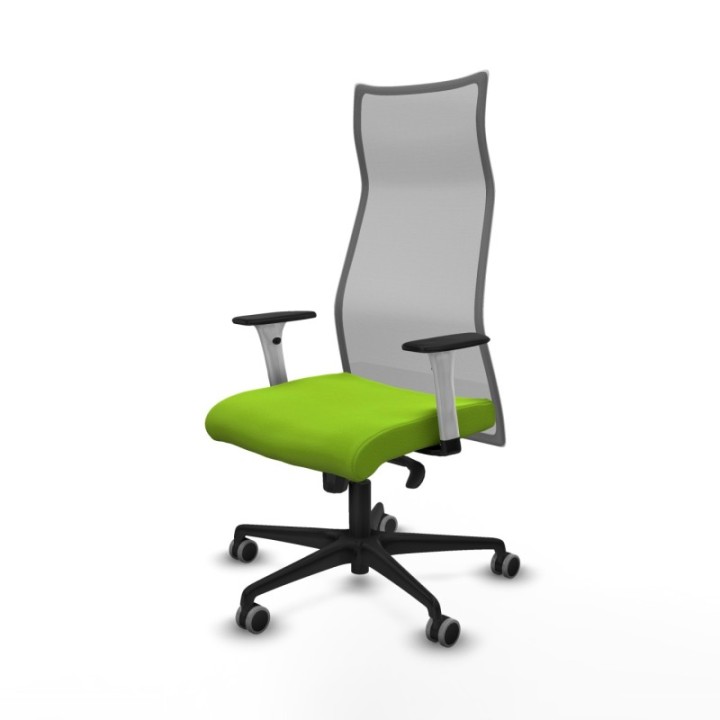 Albacete malla sincro malla gris similpiel pistacho brazos blancos base nailon ruedas 65mm engomadas