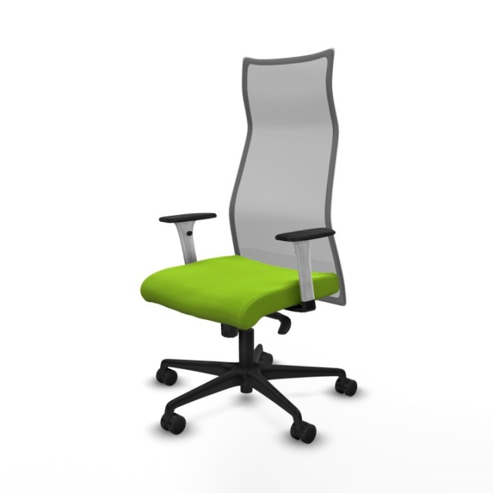 Albacete malla sincro malla gris similpiel pistacho brazos blancos base nailon ruedas 65 mm nailon