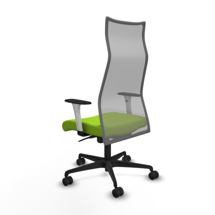 Albacete malla sincro malla gris similpiel pistacho brazos blancos base nailon ruedas 65 mm nailon