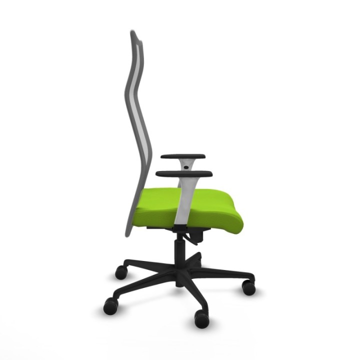 Albacete malla sincro malla gris similpiel pistacho brazos blancos base nailon ruedas 65 mm nailon