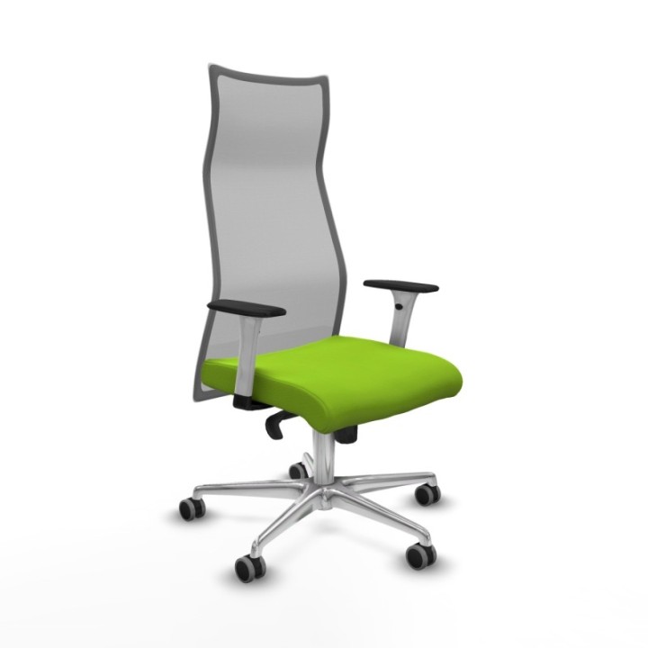 Albacete malla sincro malla gris similpiel pistacho brazos blancos base aluminio ruedas 65mm engomadas