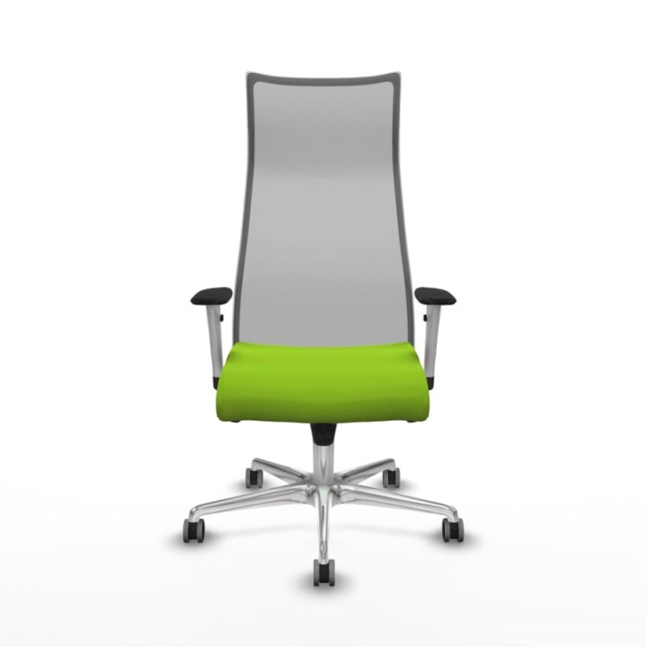 Albacete malla sincro malla gris similpiel pistacho brazos blancos base aluminio ruedas 65mm engomadas