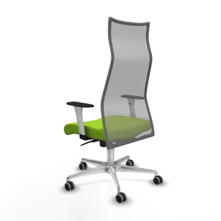 Albacete malla sincro malla gris similpiel pistacho brazos blancos base aluminio ruedas 65mm engomadas