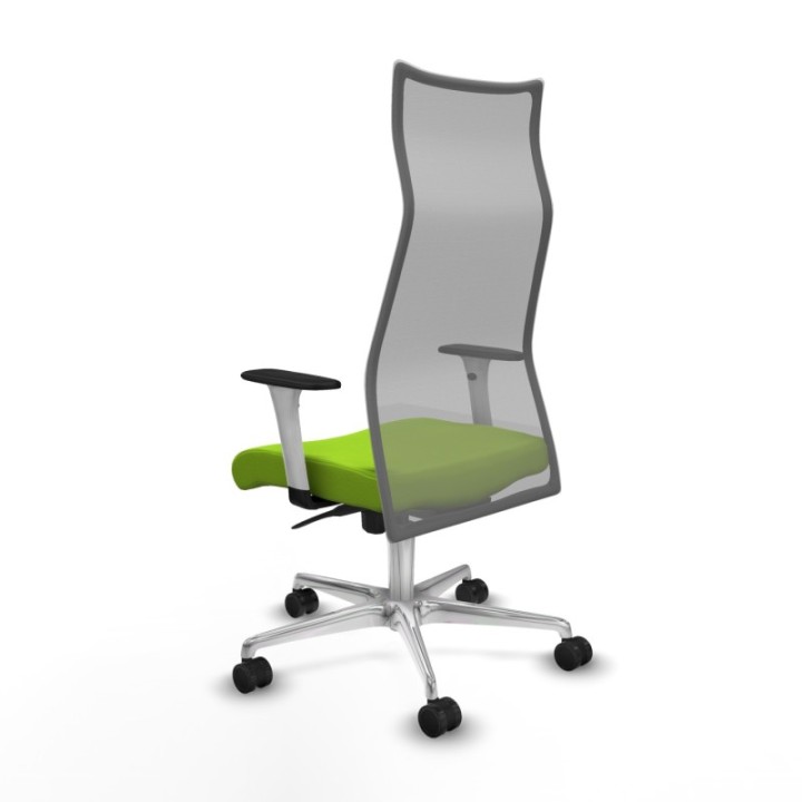 Albacete malla sincro malla gris similpiel pistacho brazos blancos base aluminio ruedas 65 mm nailon